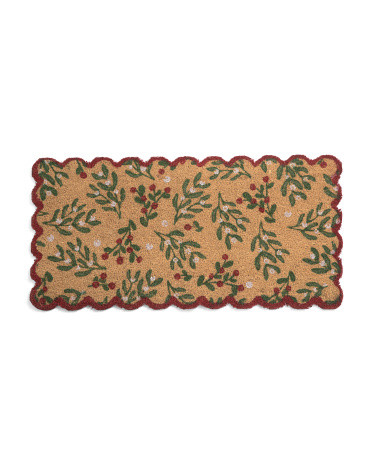 20x40 Scalloped Holly Berries Coir Doormat | TJ Maxx