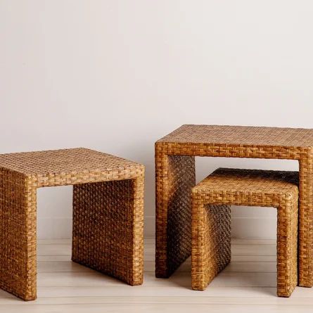 Set Of 3 Nested Rattan End Tables | Wayfair North America