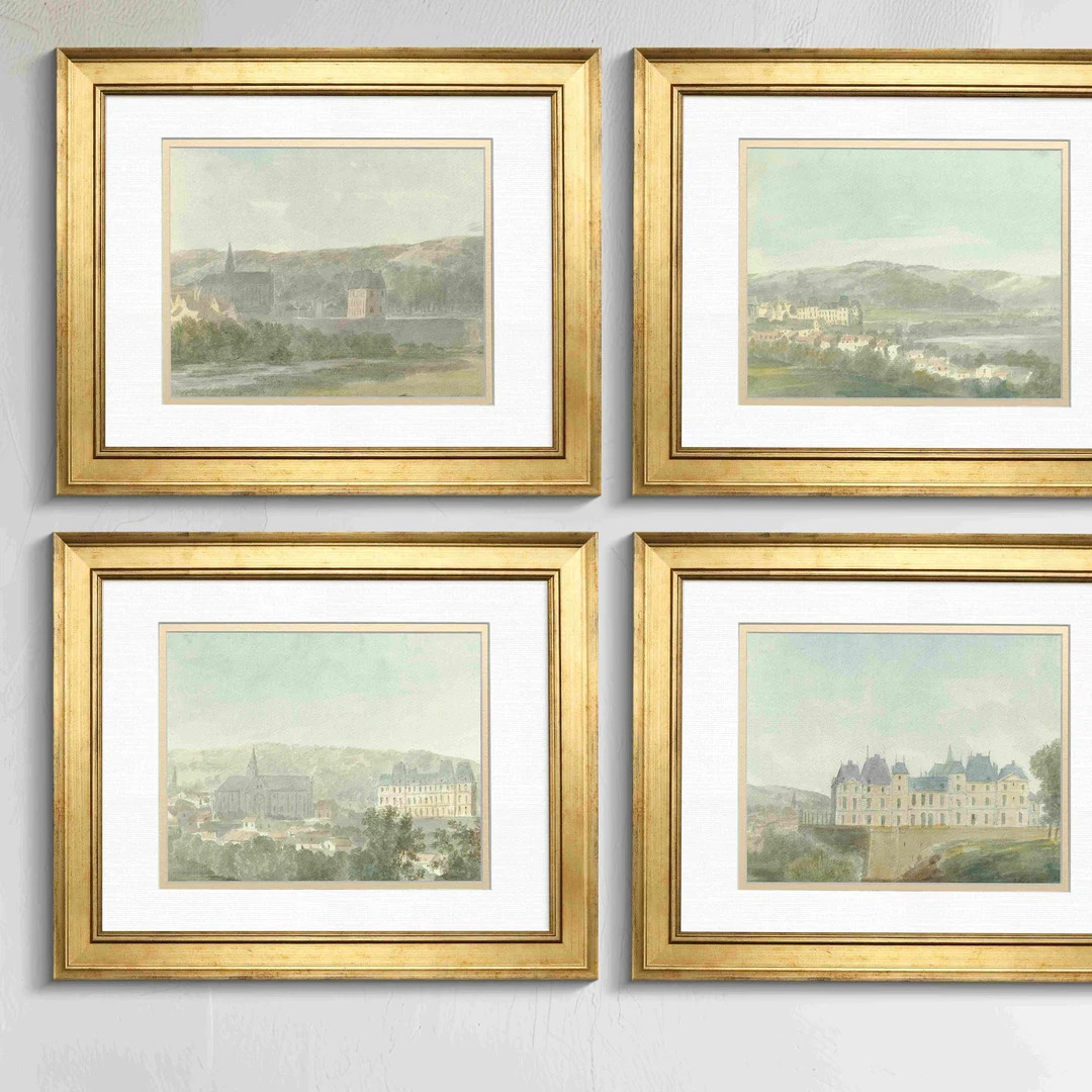 Framed French Country Chateau Watercolor Art Prints Set - Farmhouse Wall Art Decor - Etsy | Etsy (US)