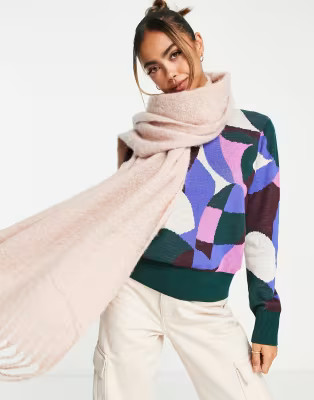 SVNX fringe scarf in pink | ASOS (Global)