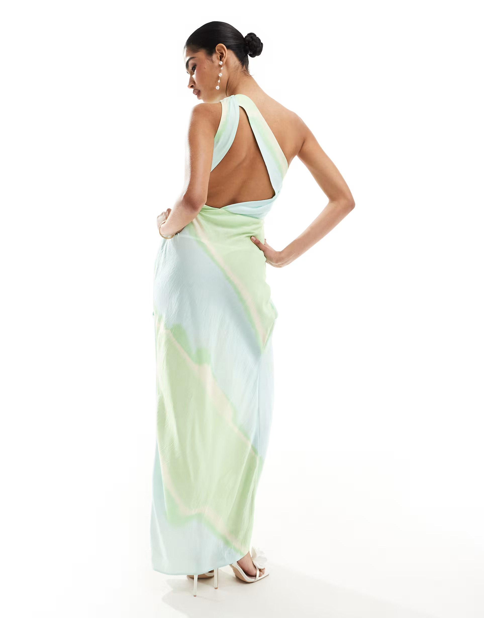 ASOS DESIGN one shoulder draped maxi dress with full skirt in ombre print | ASOS | ASOS (Global)