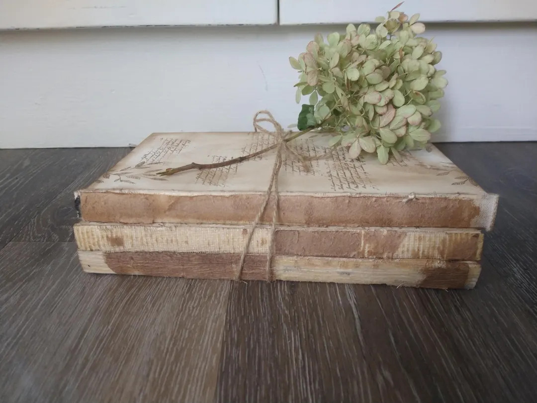Vintage Book Decor, Stack of old Books, Unbound Books, Distressed Books, Upcycled Books for Decor | Etsy (US)
