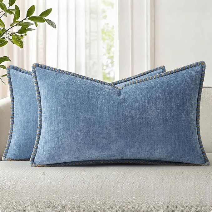 decorUhome Fall Chenille Soft Cozy Throw Pillow Covers 12x20 Set of 2, Modern Farmhouse Boho Velv... | Amazon (US)