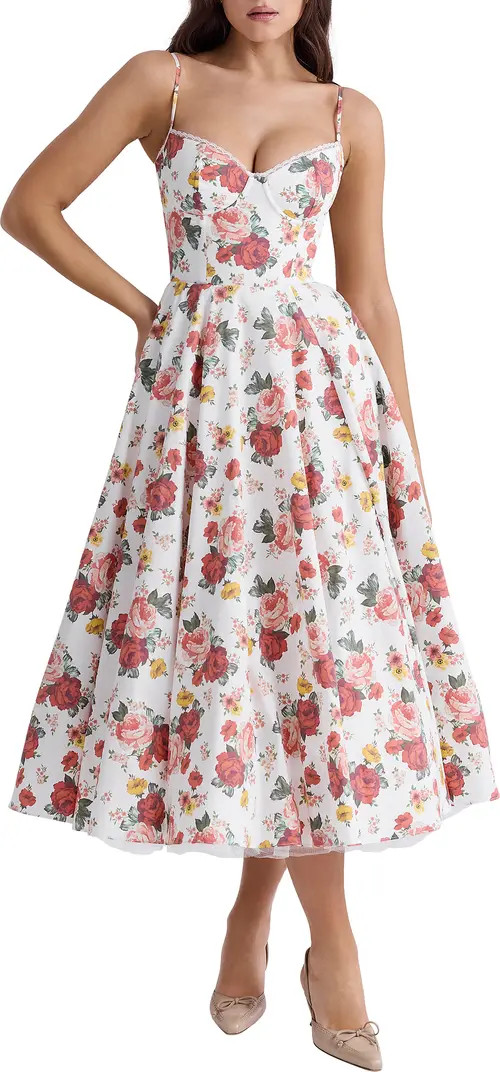 Mademoiselle Bustier Stretch Satin Midi Dress | Nordstrom