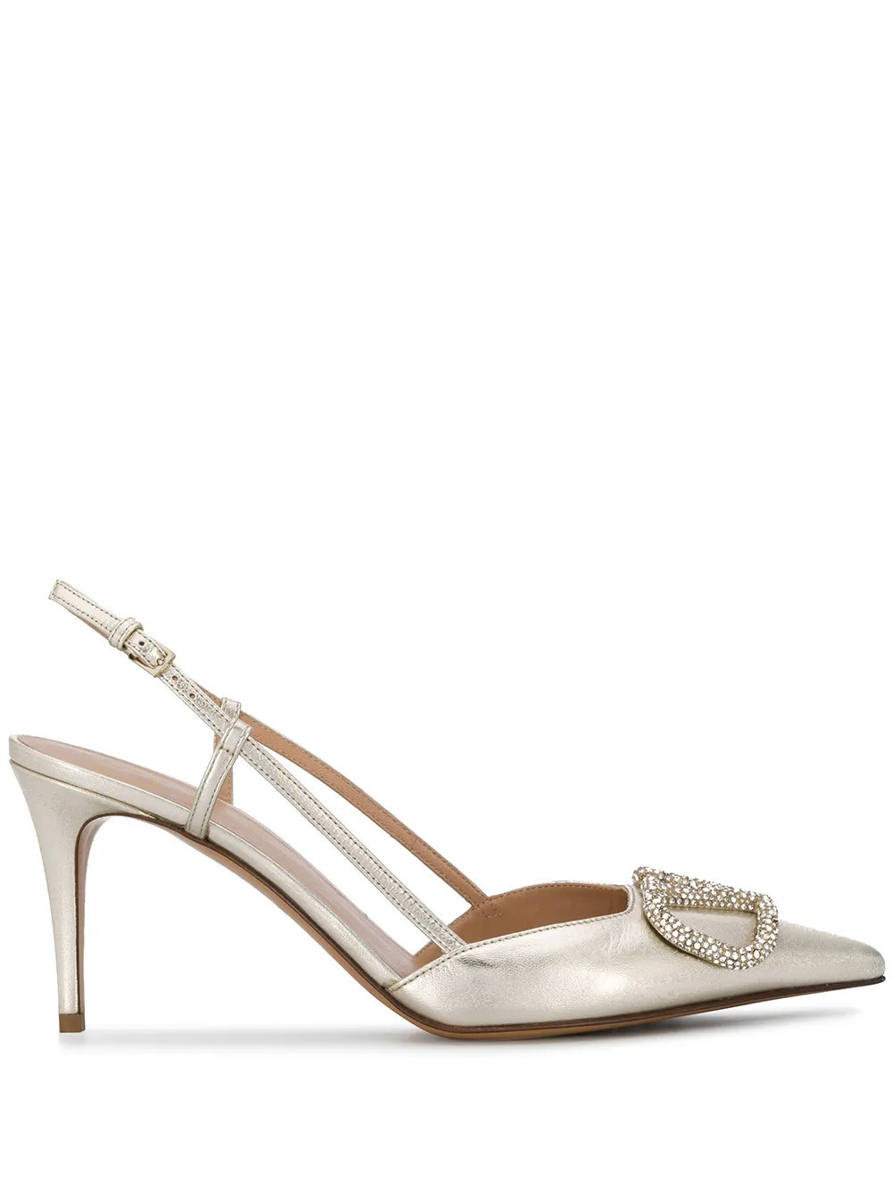 Valentino Garavani 80mm VLogo Glow slingback pumps - Silver | Farfetch Global