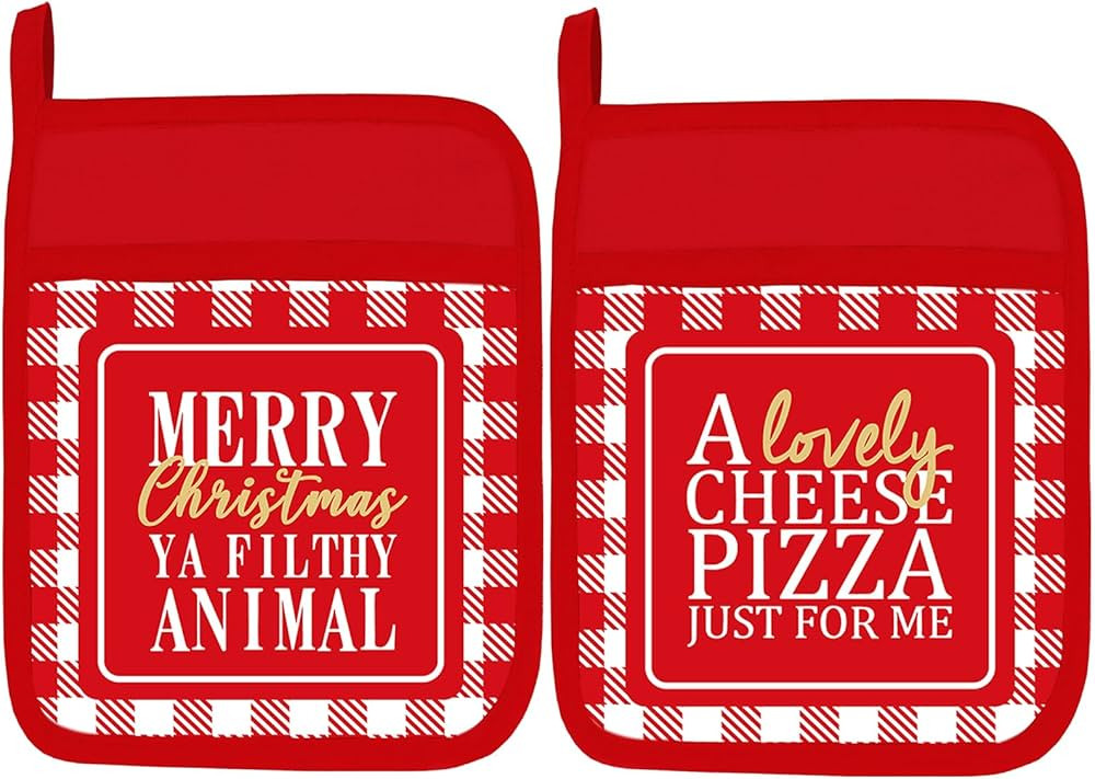 Home Alone Christmas Kitchen Decor, Funny Christmas Pot Holders with Pocket, 2Pcs Hot Potholders ... | Amazon (US)