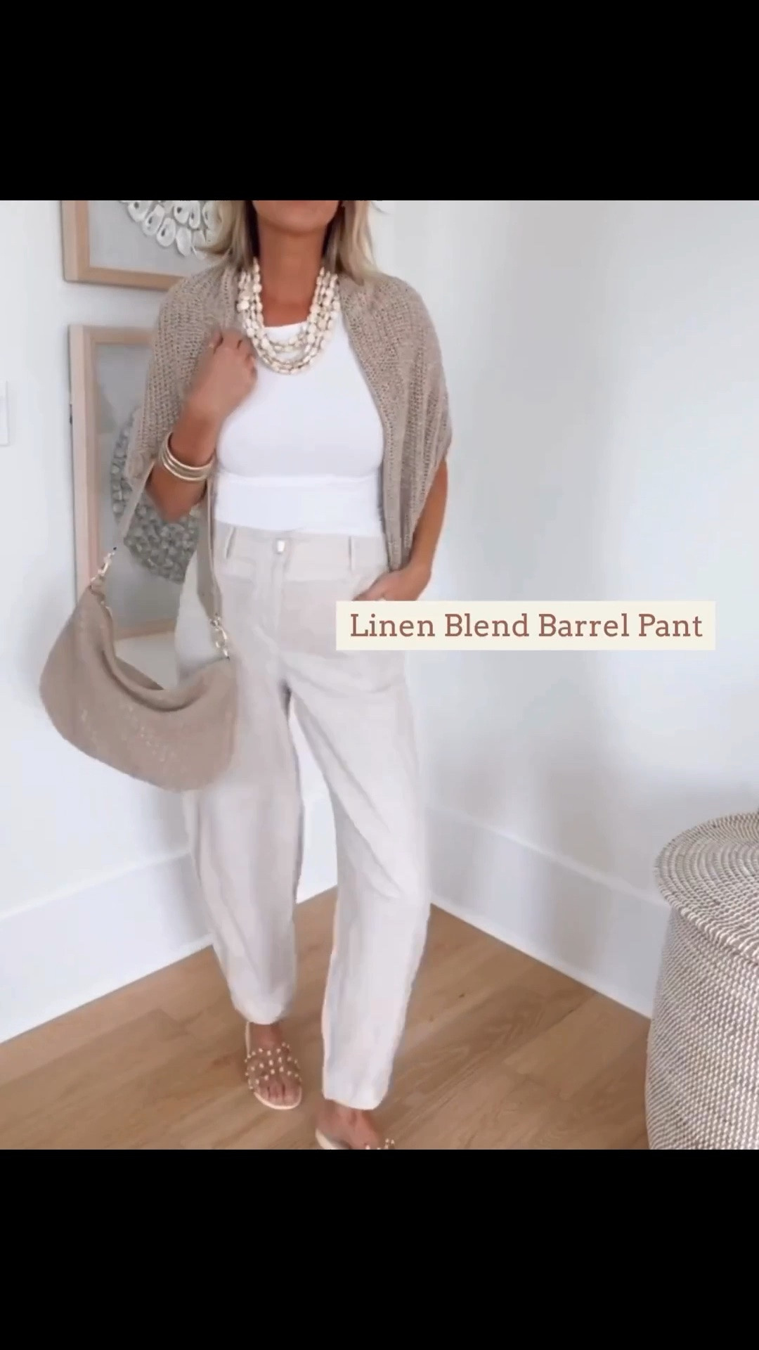 Linen blend barrel pant 🙌🏻🙌🏻

#LTKdayinmylife #LTKOver40 #LTKootd
