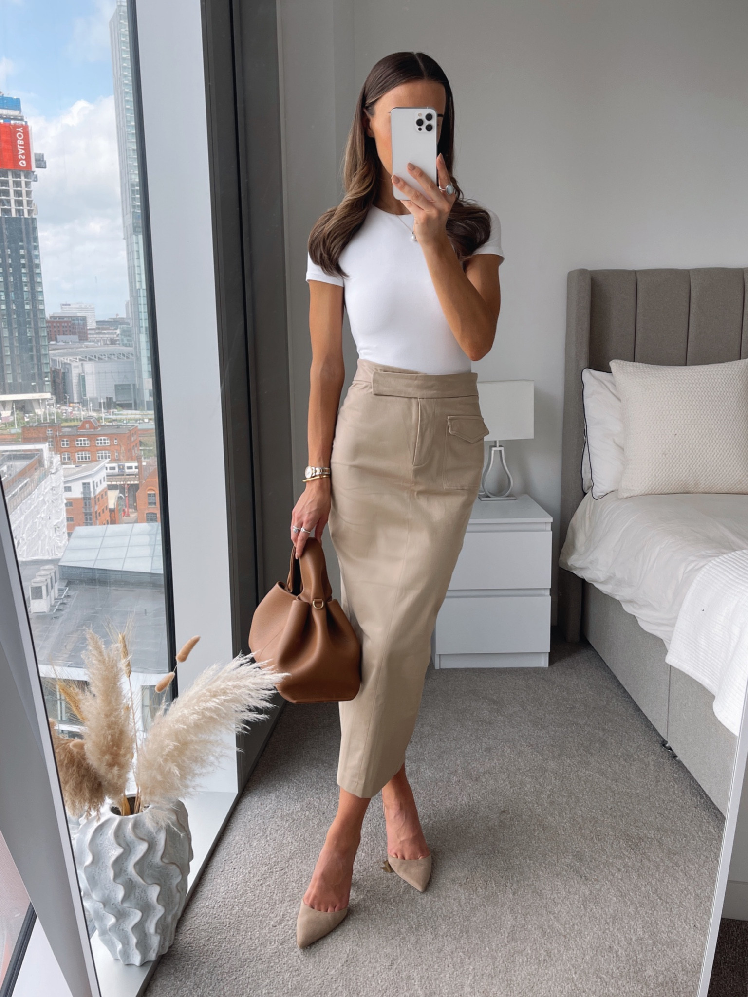 Beige Utility Pencil Midi Skirt curated on LTK