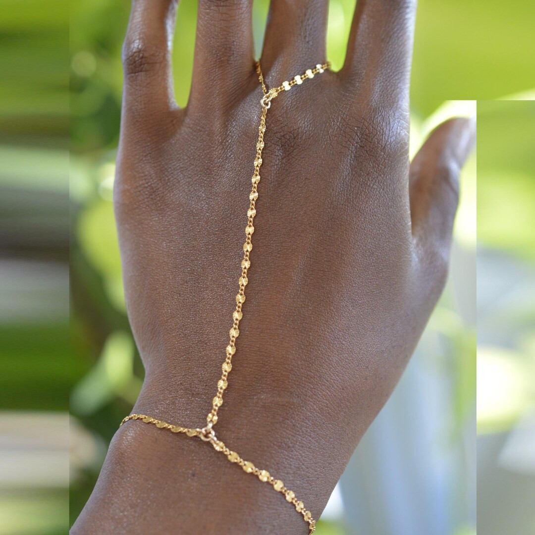 Gold Hand Chain, Starburst Hand Bracelet Wrist, Sequin Chain HCDSTAR | Etsy (US)