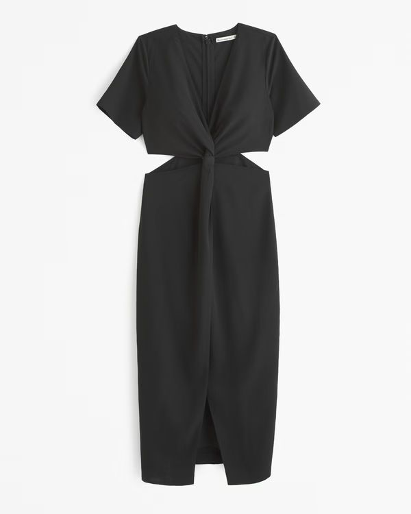 Women's Knotted Cutout Midi Dress | Women's Dresses & Jumpsuits | Abercrombie.com | Abercrombie & Fitch (US)