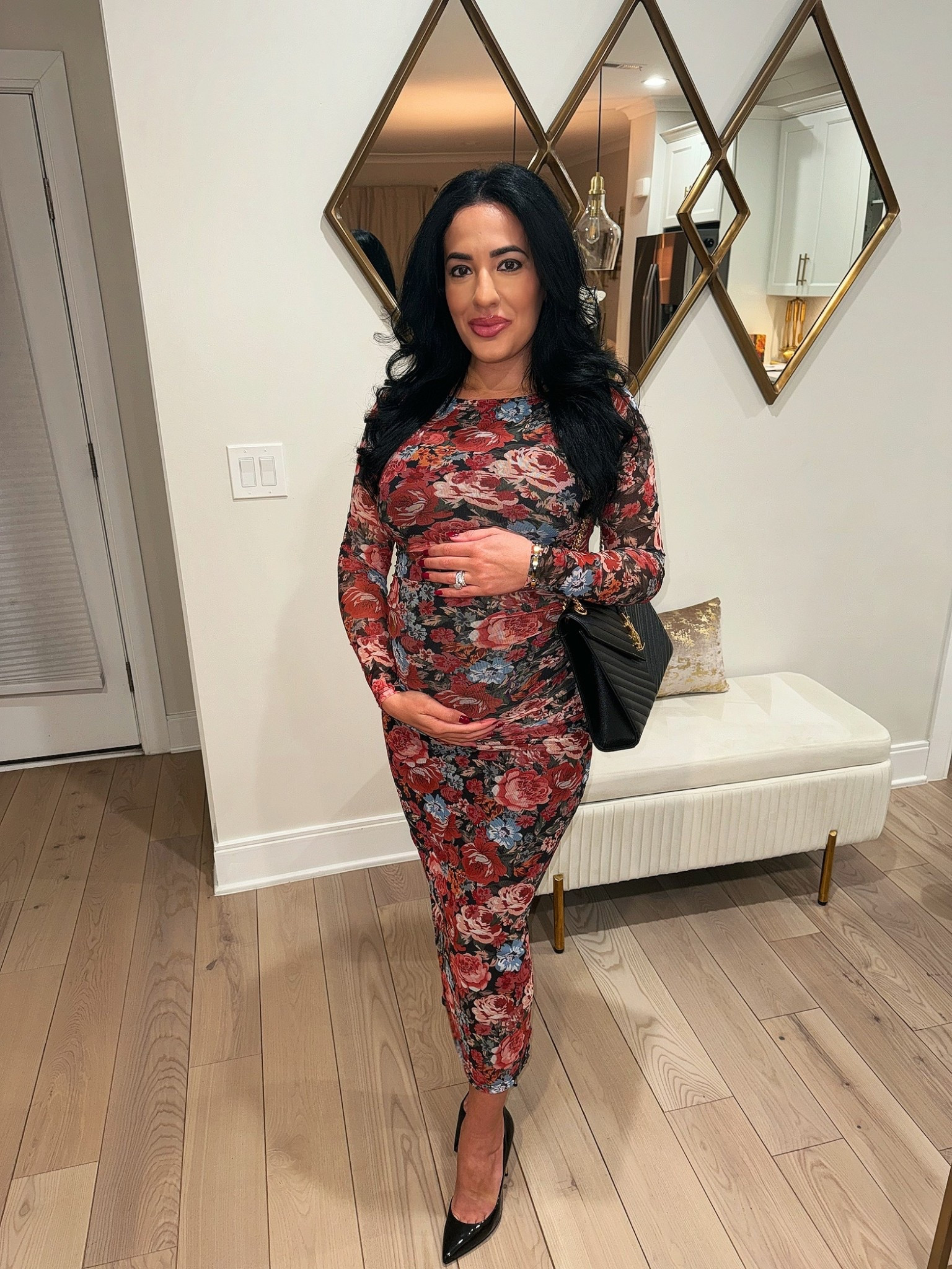 Maternity-approved date night look ♥️ wearing an XS in this stretchy dress! 

#LTKBump #LTKStyleTip #LTKPetite