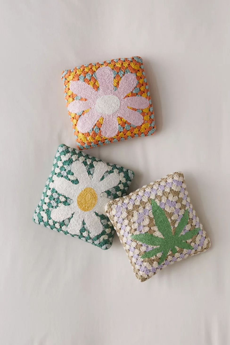 Flower Mini Crochet Throw Pillow | Urban Outfitters (US and RoW)