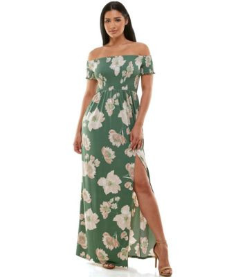 Bebe Women'S Off Shoulder Slit Maxi Dress | Belk