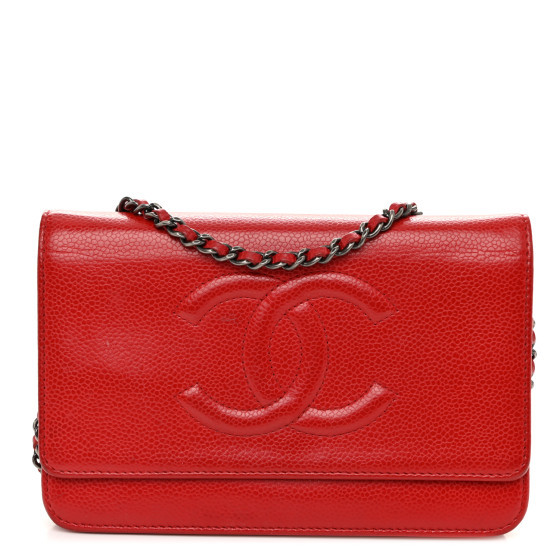 Caviar Timeless CC Wallet on Chain WOC Red | FASHIONPHILE (US)