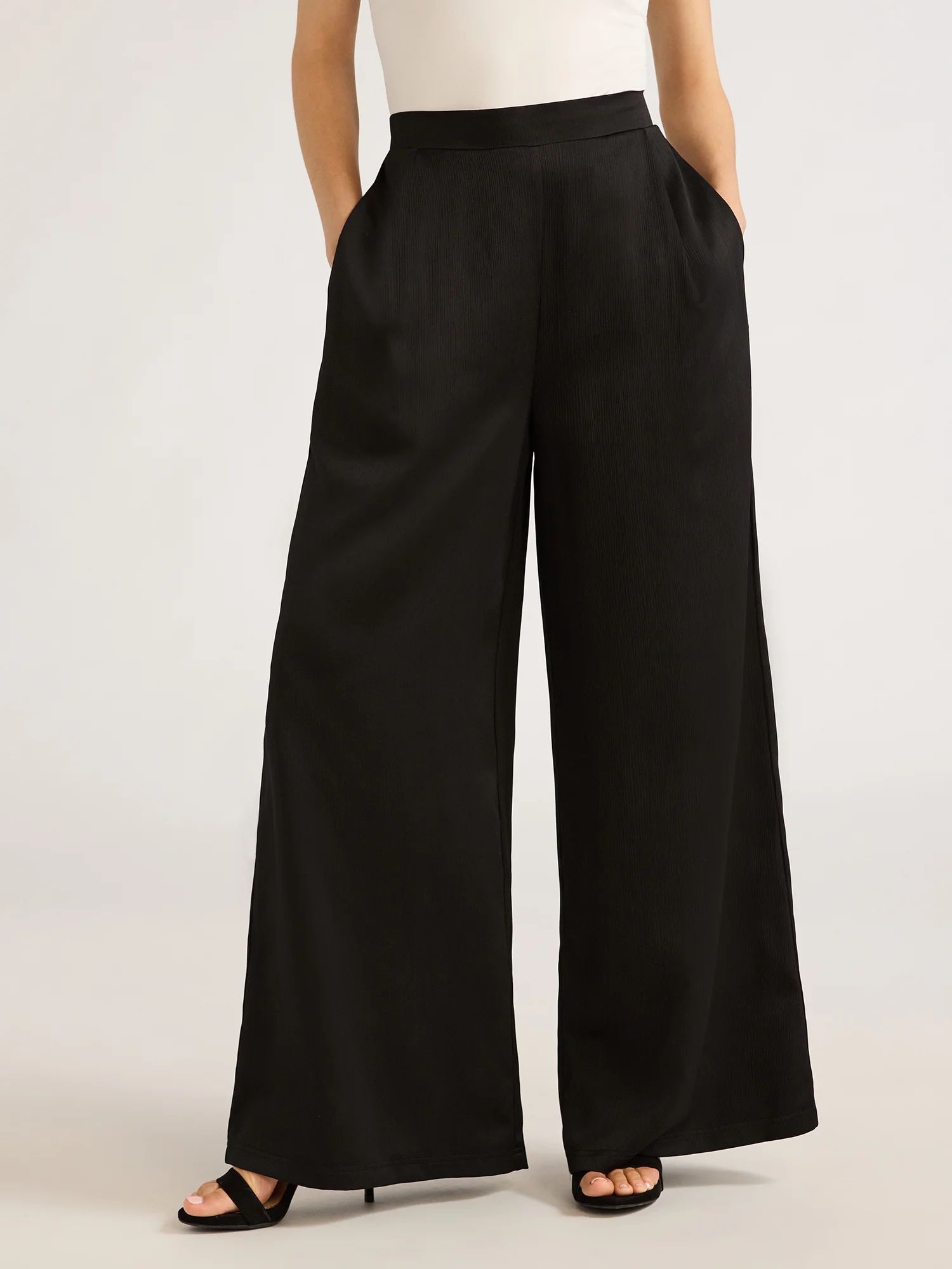 Sofia Jeans Women's Soft Pleat Wide Leg Pants, 30.5" Inseam, Sizes XS-XXL - Walmart.com | Walmart (US)