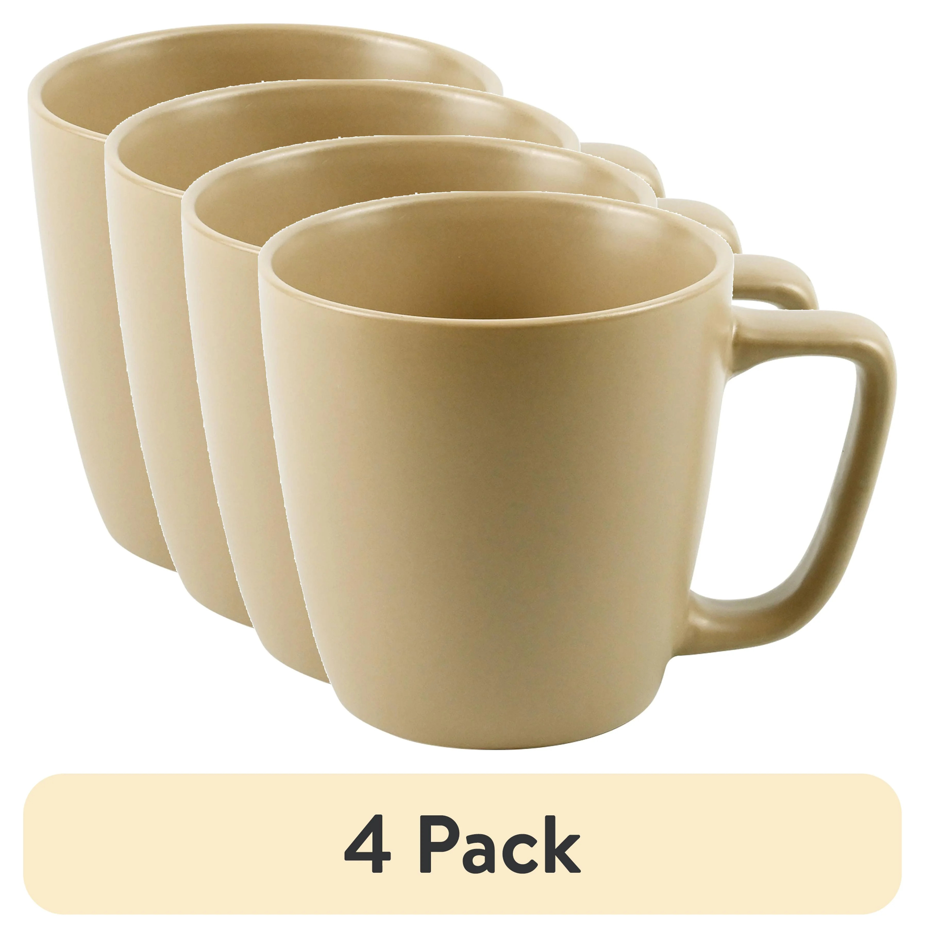 (4 pack) Mainstays Alessandra 14 oz Solid Matte Brown Stoneware Mug - Walmart.com | Walmart (US)