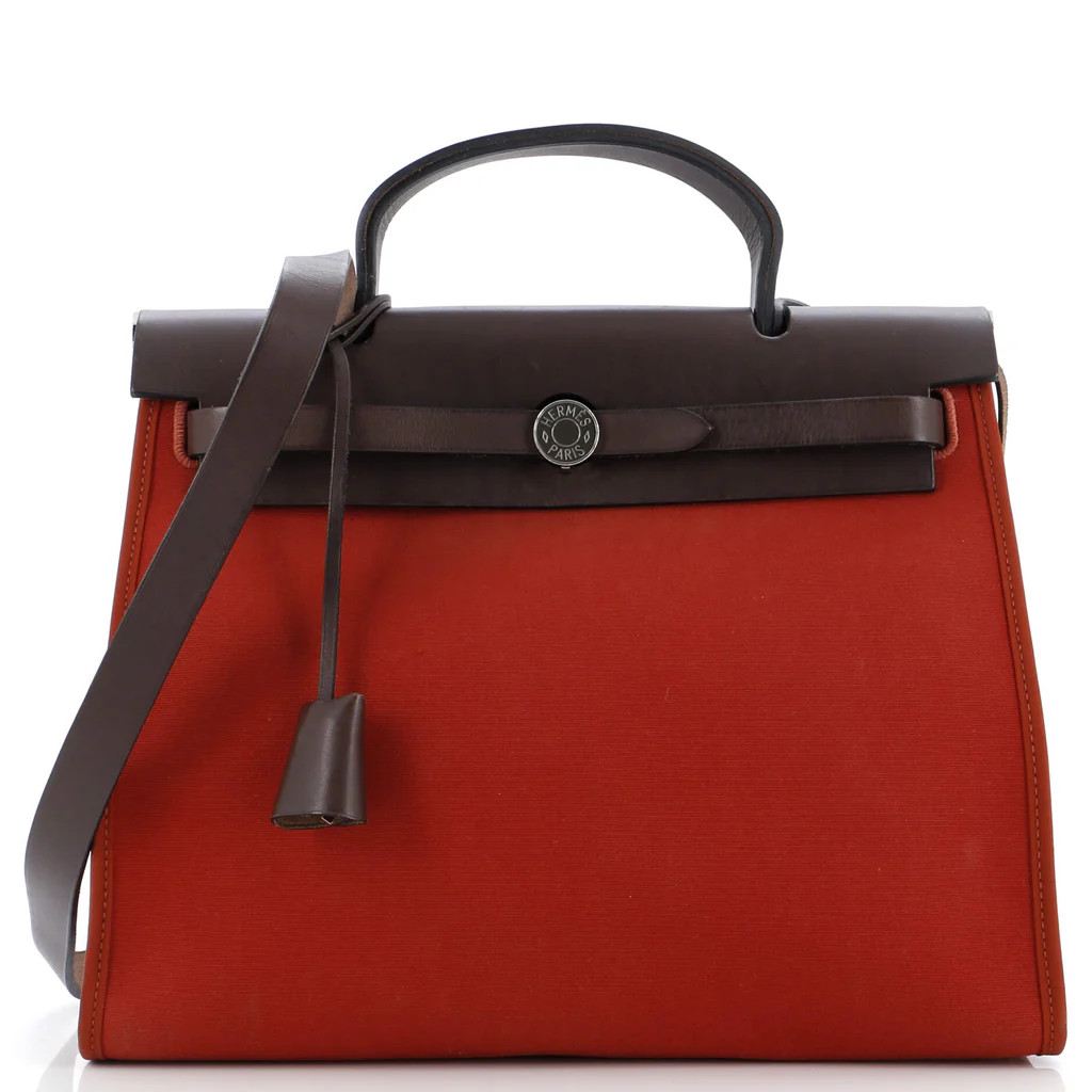 Hermes Herbag Zip Leather and Toile 31 Brown 2961671 | Rebag