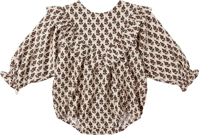 Winnie Harvest Floral Print Linen Blend Bubble Romper | Nordstrom