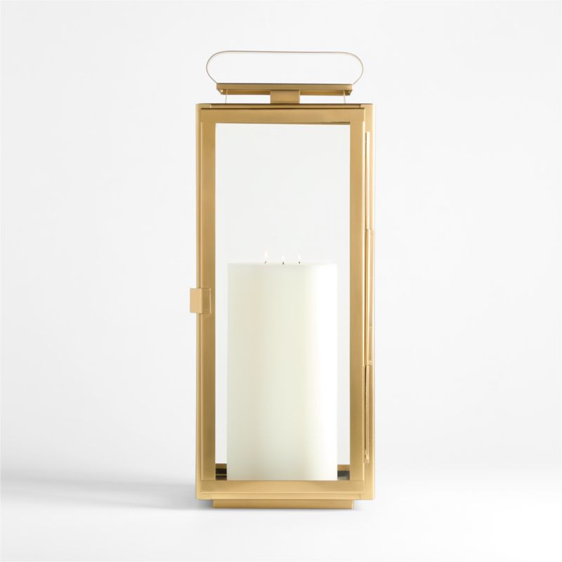 Walker Brass Finish Metal Outdoor Lantern 24" + Reviews | Crate & Barrel | Crate & Barrel