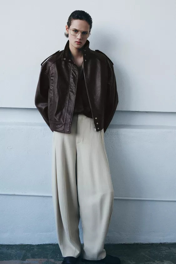 100% LEATHER BOMBER JACKET ZW COLLECTION LIMITED EDITION | Zara UK