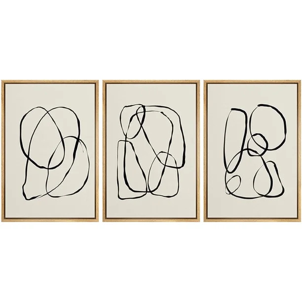 PixonSign Framed Canvas Print Wall Art Set Duotone Geometric Spiral Ring Circle Collage Abstract ... | Walmart (US)