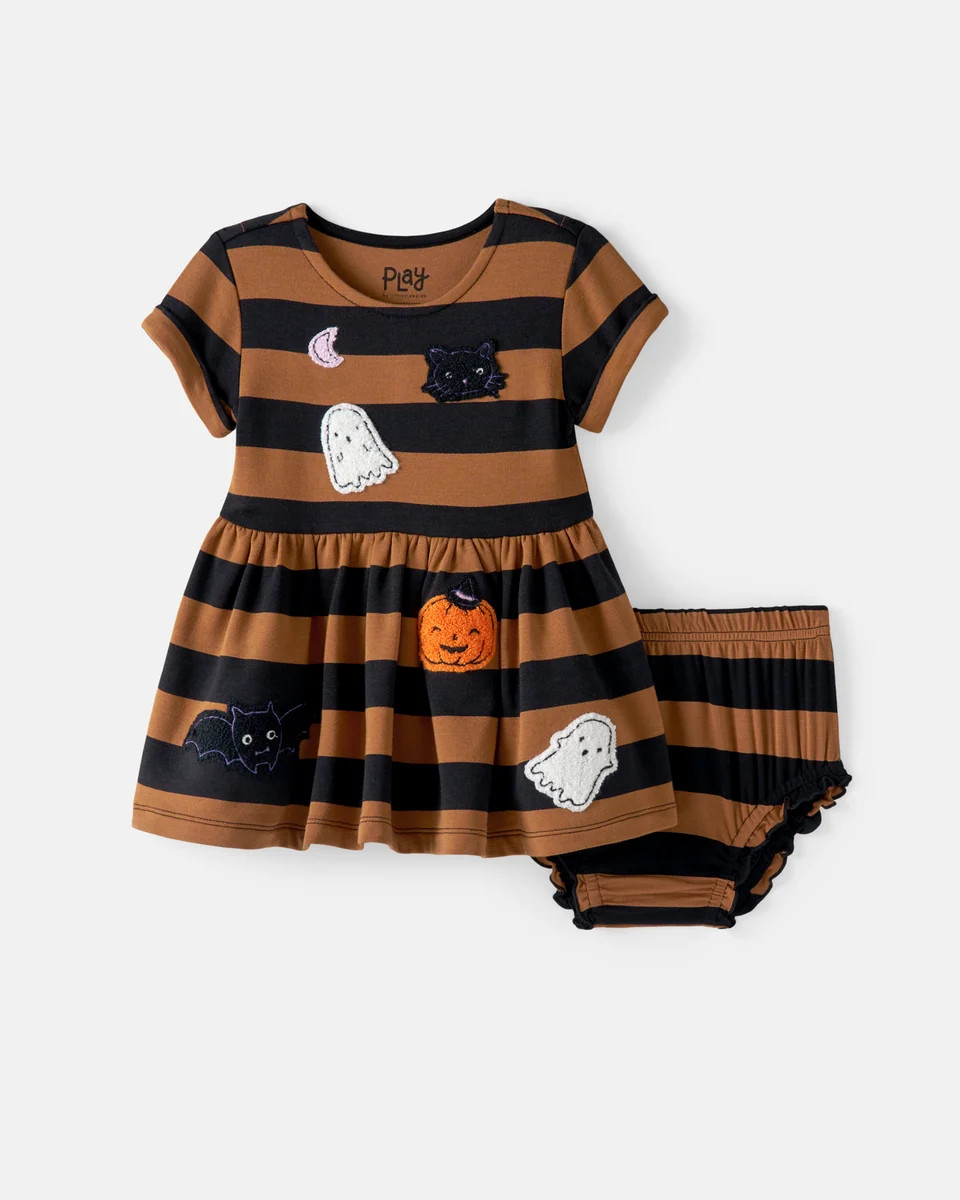 Spooky Stripes Dress with Bloomer | Little Sleepies