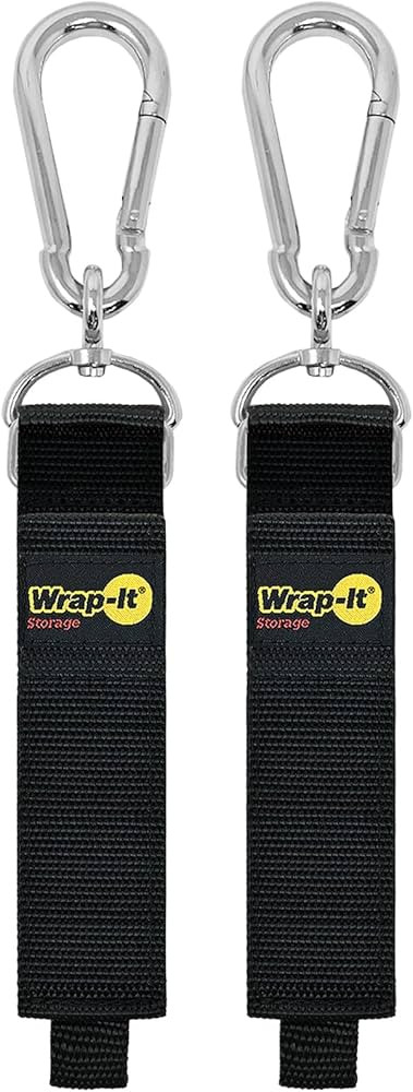 Hook 'n Hang Wrap-It Storage Straps - 18" (2-Pack) Black - Carabiner Straps to Use as Extension C... | Amazon (US)