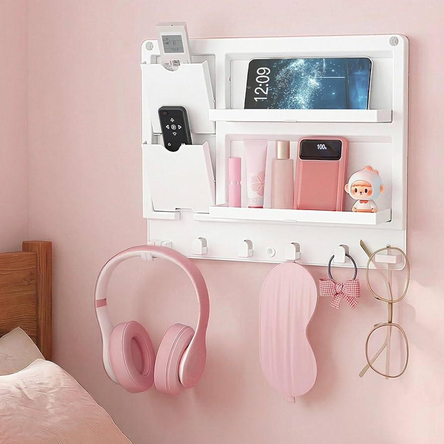 Lifewit Plastic Adhesive Bedside Shelf, Floating Pegboard Shelves, Key Remote Control Holder, Wal... | Amazon (US)