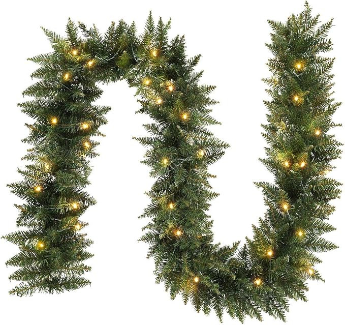9 FT Pre-lit Christmas Garland Holiday Artificial Decor for Stairs Wall Door Indoor Outdoor Garla... | Amazon (US)