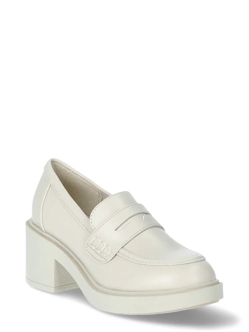 No Boundaries Women's Platform Heeled Penny Loafers | Walmart (US)