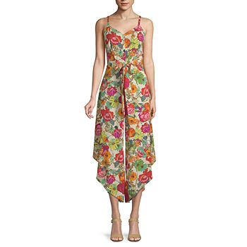 MSK Sleeveless Floral Belted Genie Pant Jumpsuit | JCPenney