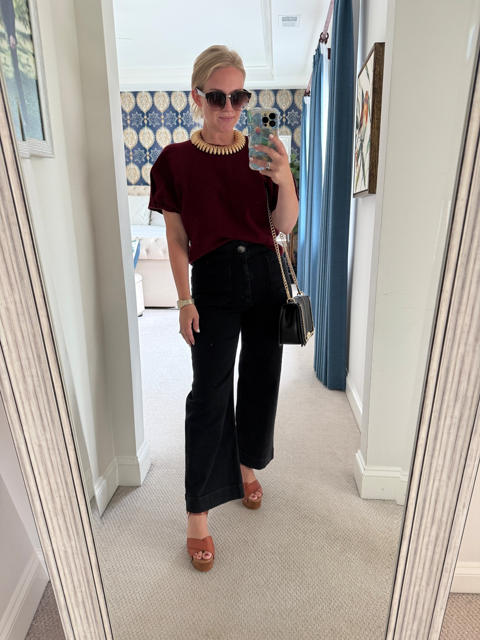 Fall outfit - Colette black pants and crew neck sweater 