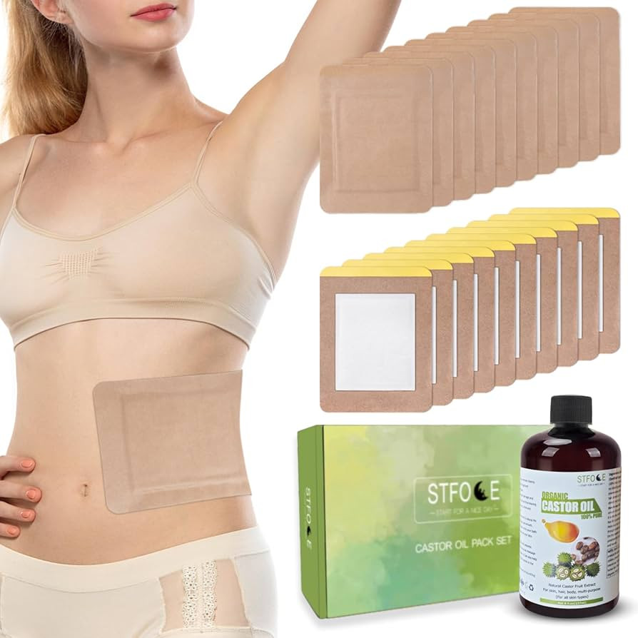 20pcs Castor Oil Pack Wrap, Organic Castor Oil Pack Self-Adhesive, 7.9"x5.5", Anti Leakage, No Wa... | Amazon (US)