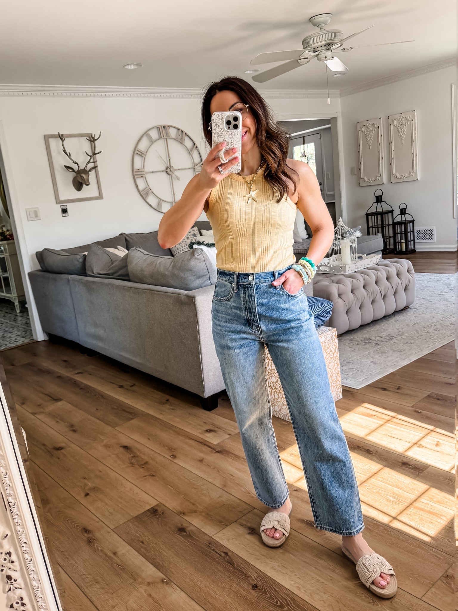 Pistola jeans, 20% offsite wide Jeans 26. Tanks Xs. Sandals tts. Jewelry code HOUSEOFLEO20. Tank code LTK10. Glasses code TAMMY10AM. @Pistola Denim 


#LTKSaleAlert #LTKOver40 #LTKPetite