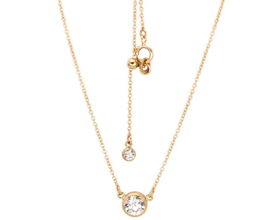 Nasreen Necklace  Diamond Cut CZ Charm  14k Gold-filled - Etsy | Etsy (US)