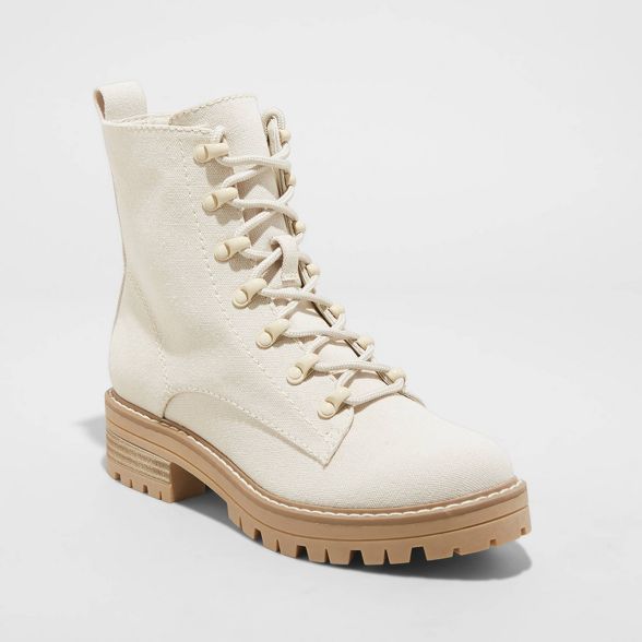 Women's Parker Lace Up Boots - Universal Thread™ Cream | Target