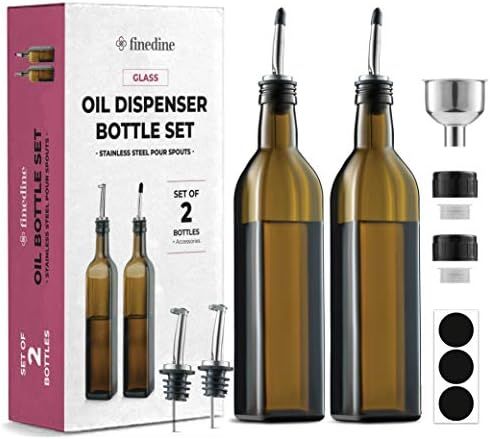 Amazon.com: Superior Olive Oil Dispenser Set - Slim Amber Brown Design Oil and Vinegar Dispenser - F | Amazon (US)