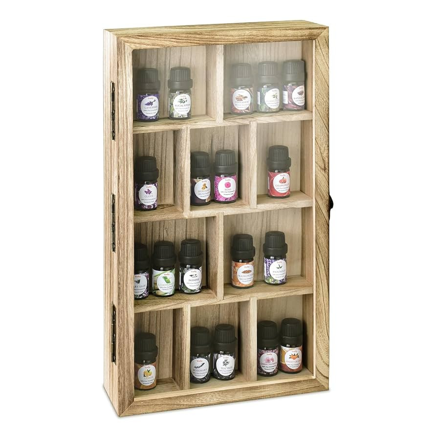 Ikee Design Wooden Collection Display Case with Hinged and Clear Tempered Glass Top, Wall Mounted... | Amazon (US)