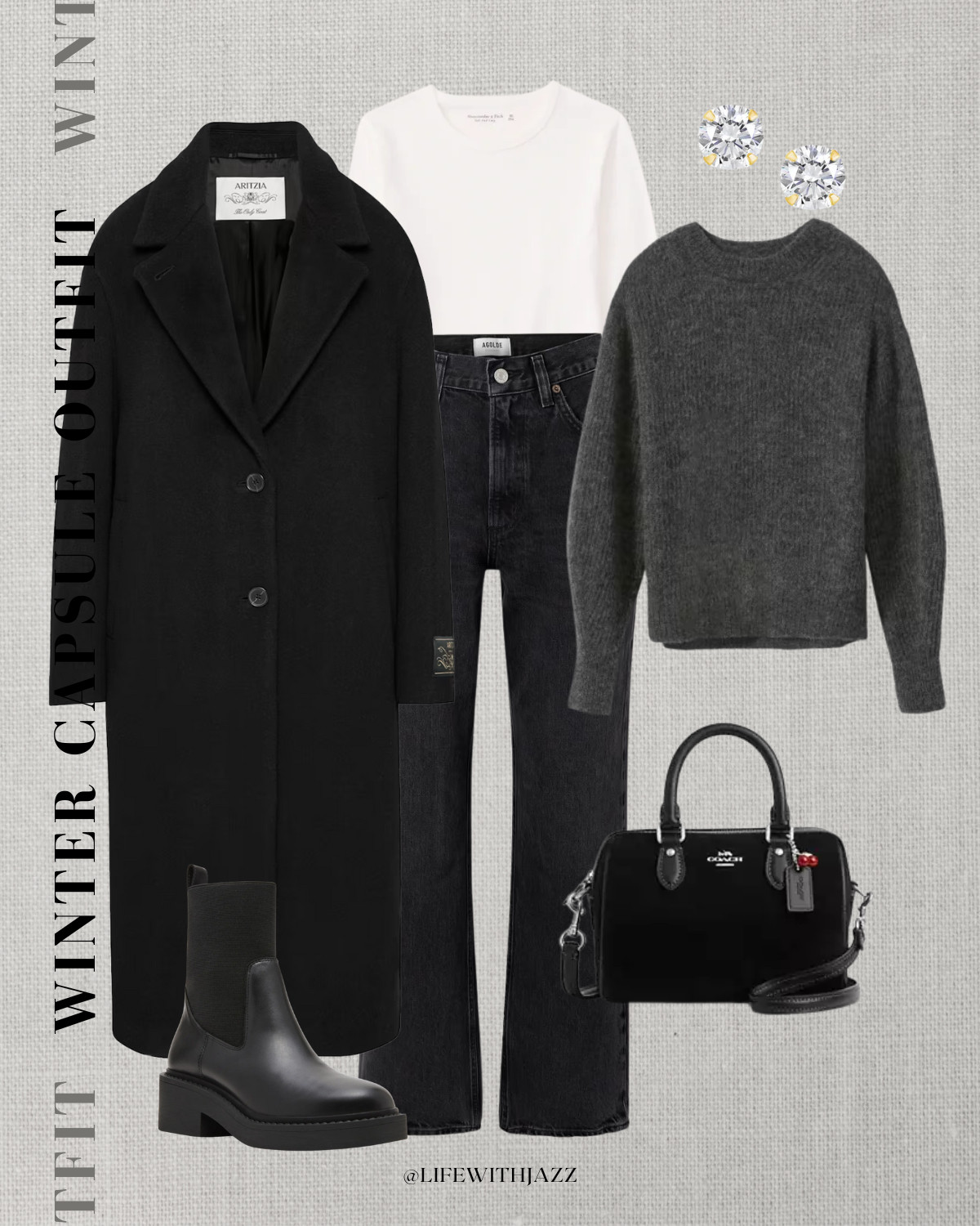 Winter capsule 2026 

 Black oversized wool coat / gray alpaca sweater / black ankle jeans / waterproof boots / wc26

#LTKSeasonal #LTKootd