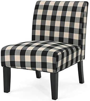 Christopher Knight Home Kendal Traditional Upholstered Farmhouse Accent Chair, Black Checkerboard... | Amazon (US)
