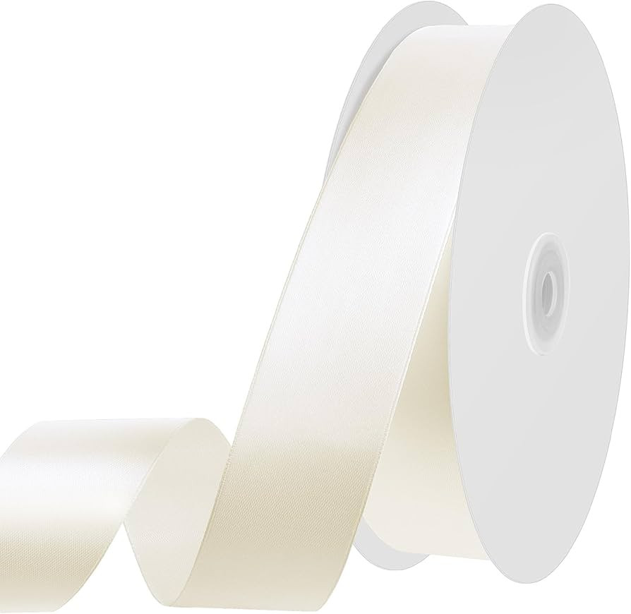 Double Faced Ivory Ribbon, 60 Yards 1 inch Cream Satin Ribbon Stocking Stuffers for Gift Wrapping... | Amazon (US)