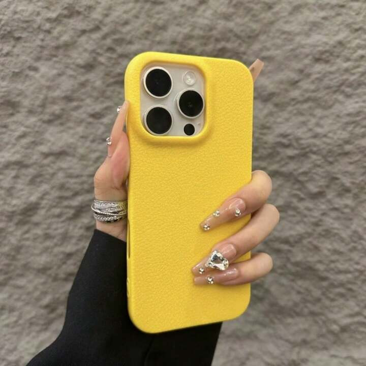New Solid Color Lychee Textured TPU Soft Phone Case For Iphone 16/15/14/13/12 Pro Max Plus. Skin-Friendly Touch And Premium Protective, Case Suitable For Everyone. | SHEIN