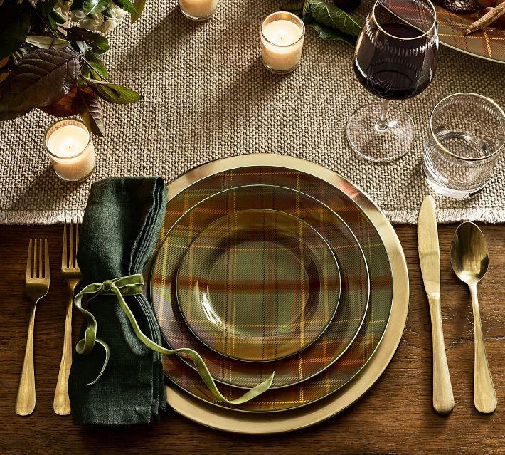 Woodrow Plaid Stoneware Dinner Plates - Set of 4 | Pottery Barn (US)