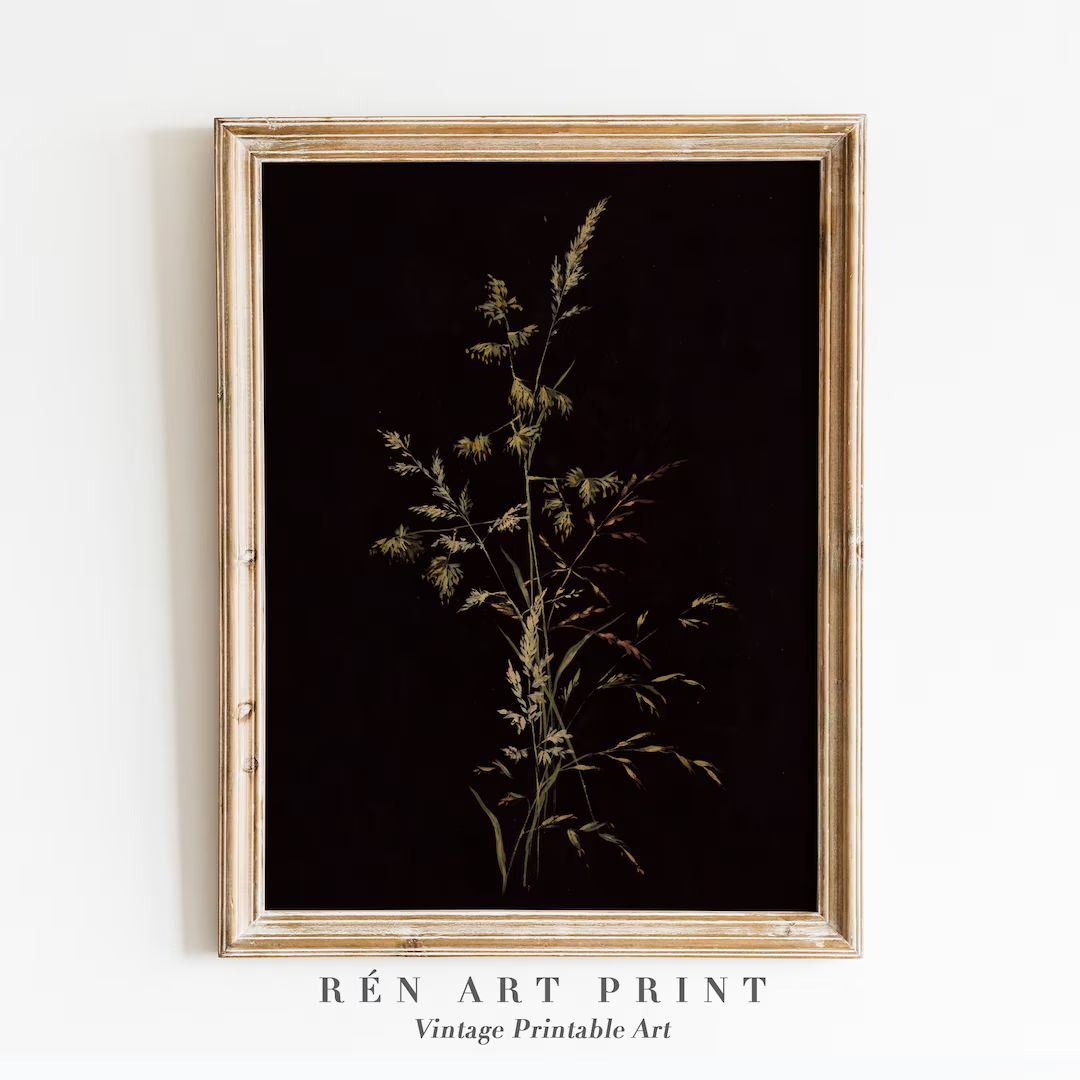 Dark Botanical Print | Moody Floral Printable Art | Digital Download | Dark Academia Decor | Mood... | Etsy (US)