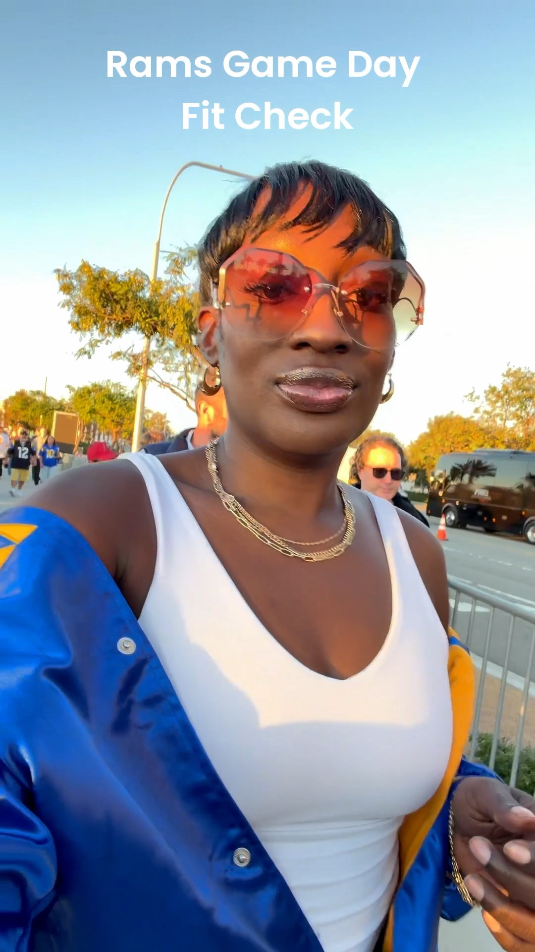 Game Day, Activated  

A clean white tank, paired with an LA Rams bomber jacket for the home team. Comfortable, versatile and easy to wear off the shoulder  

#LTKfitnessgoals #LTKActive #LTKdayinmylife