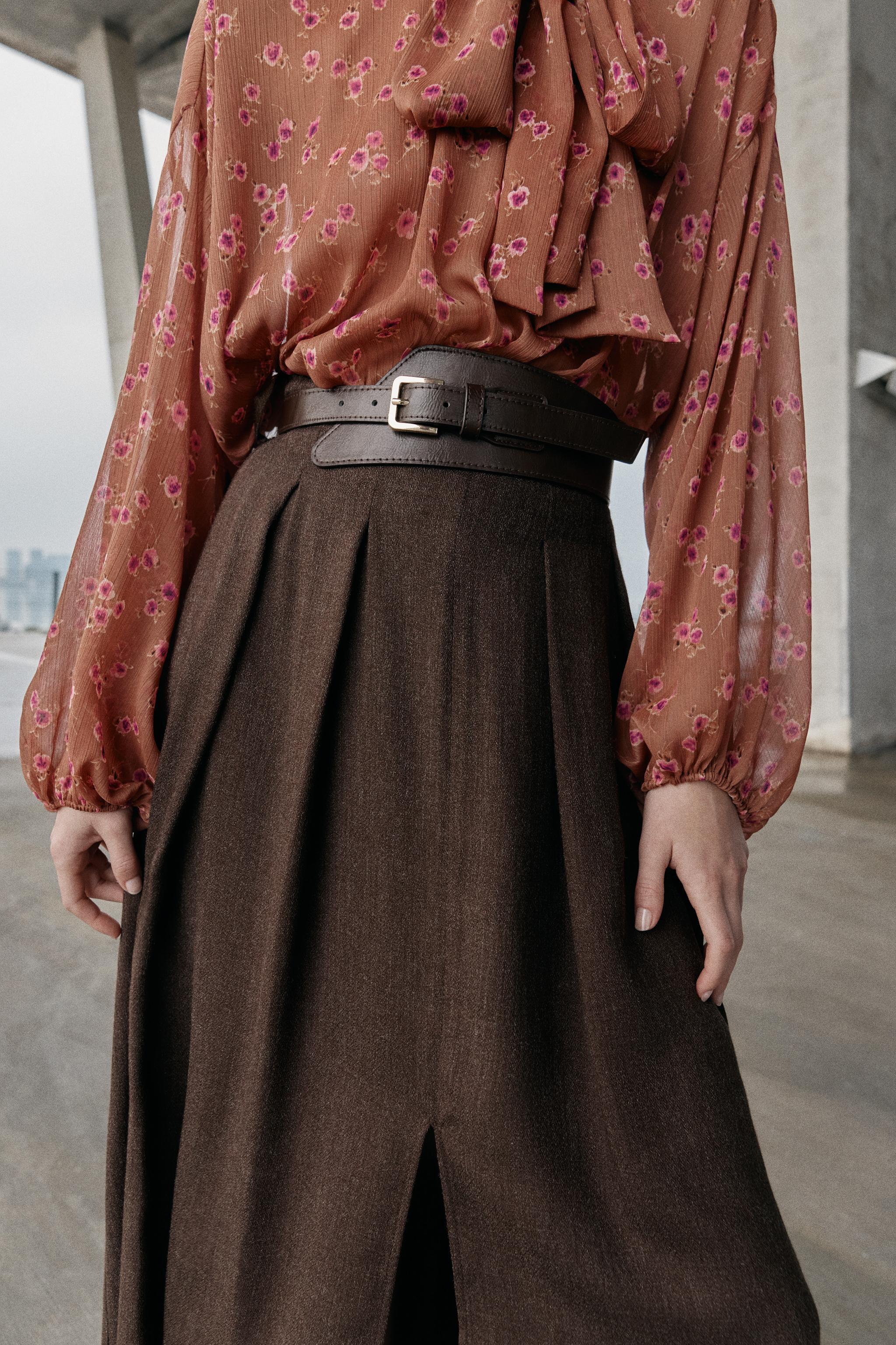 BELTED MIDI SKIRT | Zara UK
