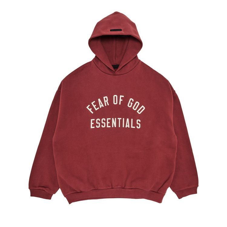 Fear of God Essentials Fleece Hoodie 'Crimson' | GOAT