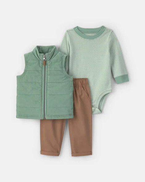 Baby Boy 3-Piece Corduroy Long-Sleeve Layering Set - Green/Brown | Carter's Inc