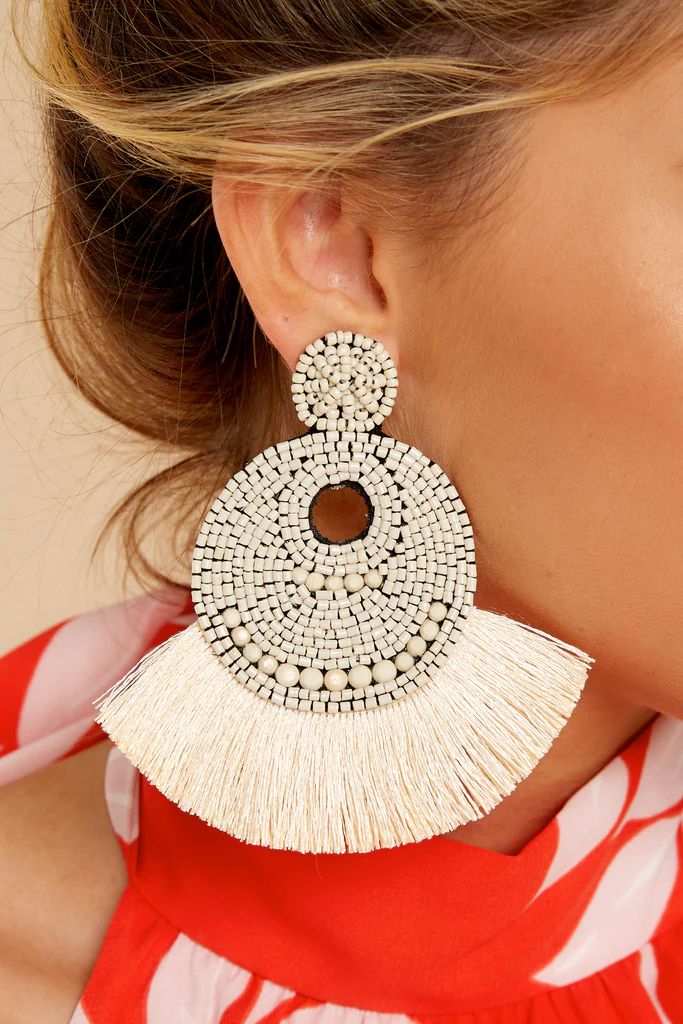 Greatest Ever Cream Statement Earrings | Red Dress 
