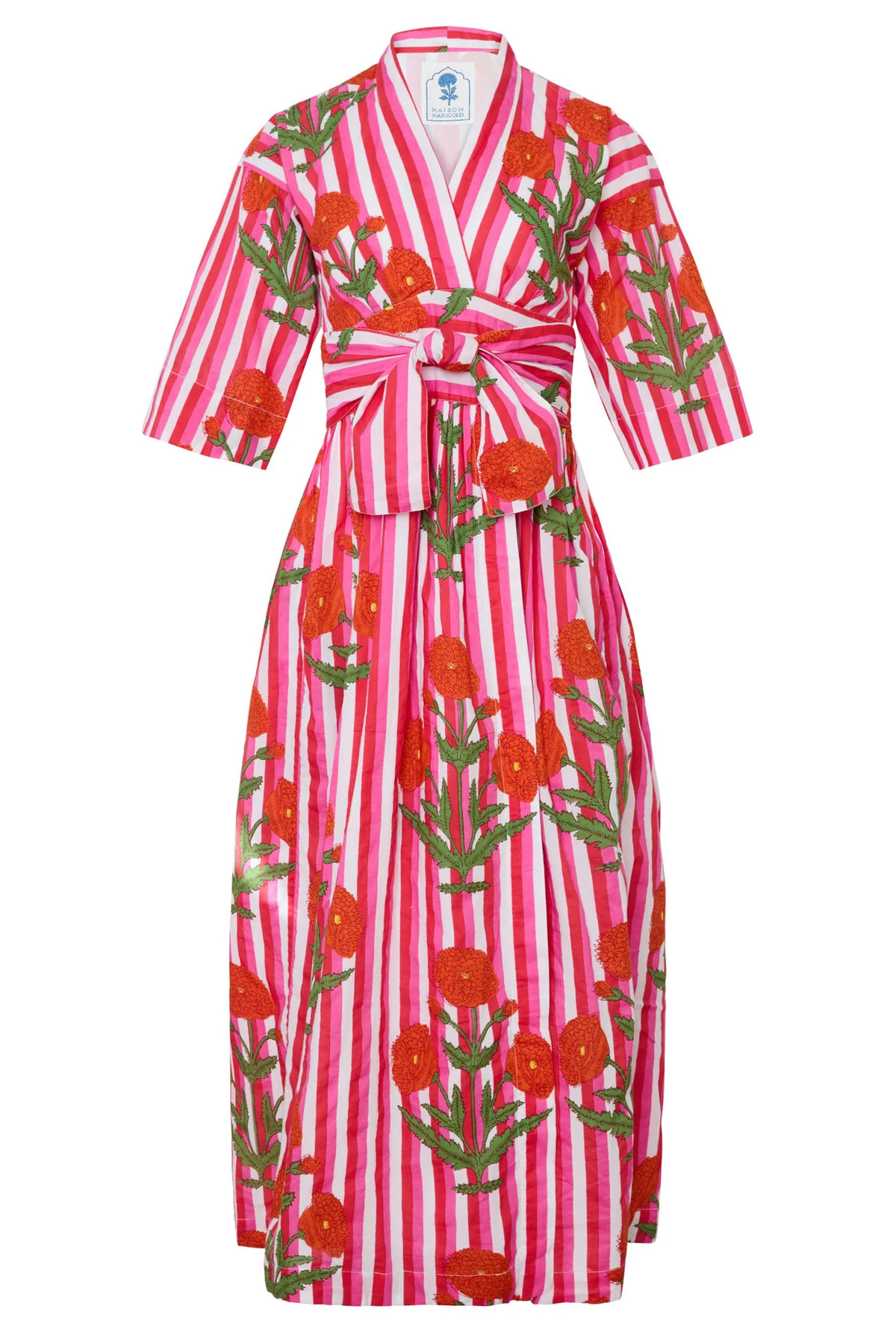 Como Floral Wrap Dress in Red & Pink | Over The Moon